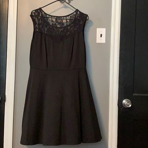 Black cotton and lace dress